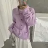 Cárdigan de punto estilo coreano con cuello solapa, detalle de corbata y bolsillos, un nuevo diseño otoño/invierno para mujer, simple, versátil y juvenil, que irradia un ambiente elegante