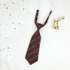 Corbata Pequeña Rayada Casera Ultra Corta Femenina Perezosa Sin Nudo Estilo Japonés Linda Estilo Universitario Retro Marrón Jardín de Infancia Masculino