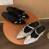 Zapatillas de Media Caña Plateadas Elevadas por Dentro para Mujer Verano Exterior Estilo Francés de Nicho Zapatos de una Sola Pieza Mary Jane de Suela Gruesa
