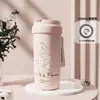 Nova Caneca Térmica Lírio-do-Vale Aço Inoxidável 316 Caneca de Café com Aparência Premium para Meninas Grande Capacidade com Canudo Caneca de Presente