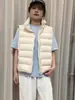 Chaleco Acolchado de Canalé Amarillo para Mujer 2025 Nuevo Estilo Coreano Simple Petite Cuello Alto 90 Chaleco Chaqueta de Plumón de Pato Blanco