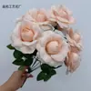 Ramo de Rosas Artificiales con 9 Pétalos, Decoración de Boda, Flores Falsas para Arreglo de Sala de Estar, Material para Arreglos Florales, Múltiples Colores Disponibles