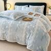 Conjunto de Cama de Inverno Quente de Quatro Peças em Veludo Leite Esculpido de Alta Qualidade, Lençóis Grossos com Forro de Lã e Lençóis de Elástico