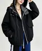 Moda Otoño 2026 Versátil Chaqueta con Capucha y Cremallera para Mujer, Corte Holgado, Adelgazante, Gabardina Casual Elegante para Mujer