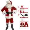 Ropa de Papá Noel de Lujo de Terciopelo de Cristal para Abuelo Ropa Dorada de Terciopelo Ambiente Festivo Ropa de Cosplay para Actuación Conjunto Dividido