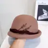 Elegante Boina Retro de Espiga de Trigo para Mujer, Sombrero de Fieltro de Lana Australiana para Otoño e Invierno, Sombrero Resistente de Doble Modo, Versátil Sombrero de Azafata