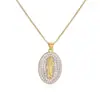 Australia Europa antigua y Estados Unidos moda de venta caliente transfronteriza lujo dos colores galvanizado incrustado circonita Maria colgante ovalado collar mujeres