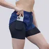Pantalones cortos transpirables para entrenamiento de comercio exterior transfronterizo para hombres y mujeres, con forro anti-exposición, diseño de dos piezas falsas, adecuados para correr y deportes al aire libre