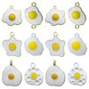1 pingando pingente de ovo frito ovo pochê acessórios de liga diy gourmet série compacta corda de cabeça pulseira pingente
