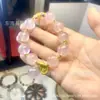 Pulseira Natural de Cristal Rosa de Moçambique e Amarelo Deus da Riqueza Design de Nicho de Luxo Leve Estilo Chinês para Mulheres