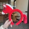 Diadema de Felpa con Cabeza de Caballo de Dibujos Animados Año Nuevo Diadema Año del Caballo 3D Regalo de Zoológico Diadema para Niños y Adultos Accesorio para el Cabello