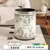 Lixeira de Couro Alto Valor Estético Doméstica Sala de Estar Quarto Luxo Leve Banheiro Grande Capacidade Lixeira de Camada Dupla Design de Abertura