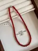 Collar de Cadena para Clavícula con Cuentas de Ágata Roja Natural Grado 7A Retro Nicho Alta Calidad Joyería para Mujeres Año Nuevo Cumpleaños