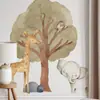 Pegatinas de Pared Transfronterizas de Elefante y Jirafa de Dibujos Animados bajo el Árbol, Autoadhesivas de PVC para Paredes de Fondo de Dormitorio y Habitación Infantil