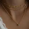 Conjunto de Collar de Cadena en Capas con Circonita Personalizada de Nuevo Estilo Transfronterizo, Tres Capas, Joyería de Cuello de Alta Gama con Estilo Europeo y Americano de Moda