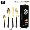 Cubiertos de Acero Inoxidable Transfronterizo de Amazon Cuchillo y Tenedor 1010 Cuchillo, Tenedor y Cuchara de Estilo Occidental Juego de 24 Piezas Cuchillo y Tenedor para Carne Caja de Regalo