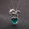 Collar Colgante Longrui Transfronterizo Nuevo Unicornio Doce Piedras de Nacimiento Corazón de Melocotón Incrustado con Collar de Piedras de Colores