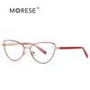 Gafas de moda de metal con forma de ojo de gato, con diseño transfronterizo, con lentes planas de comercio exterior y inserción CP, montura de gafas para mujer 3006