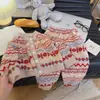Ropa de Casa de Felpa Cálida Nai Fu Estilo Fair Isle Set de Dibujos Animados de Otoño e Invierno para Niños Niñas Clase A