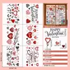 Decoraciones de tienda temáticas de amor para el Día de San Valentín, pegatinas electrostáticas para puertas y ventanas de vidrio, ambiente feliz floral