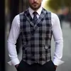 2025 Novo Colete de Terno Casual Retrô Europeu e Americano Colete Xadrez Business Britânico Masculino