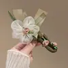 Presilha de Cabelo Floral Elegante para Mulheres, Piranha de Cabelo de Alto Padrão para a Parte de Trás da Cabeça, Presilha Super Fada Bico de Pato, Acessório de Cabelo