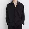 Camisa suelta de gran tamaño para comercio exterior transfronterizo, camisa negra de verano para hombre, casual y elegante, de manga larga, con caída, libre de arrugas