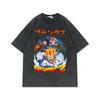 Camiseta vintage lavada de manga curta Dragon Ball anime americana oversized Algodão T Europeia e Americana peça única entrega