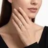 Anel Aberto Estilo Minimalista Moda Europeia e Americana, Moissanita Quadrada Prata 925 Não Desbota Feminino Leve Luxo Anel de Alta Qualidade