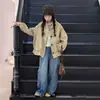 Chaqueta corta estilo coreano para niñas mayores, corte holgado con bajo de encaje, chaqueta casual, nueva colección otoño 2026