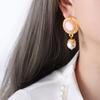 Aretes Elegantes de Acero Inoxidable con Zirconia Tipo C de Estilo Ins Europeo y Americano, Sencillos, con Cuentas de Vidrio de Colores y Pedrería, Joyería de Nicho