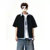 Camisa Polo Retrô de Verão 2026 de Alta Qualidade, Estampa Xadrez, Gola Polo Reversível para Homens, Corte Solto para o Dia a Dia
