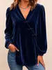 2026 Ropa Europea y Americana Transfronteriza para Mujer Sitio Independiente de Amazon Moda Casual Camisa de Manga Larga Top con Cuello en V