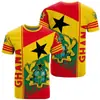 Camiseta Casual de Manga Curta Nova para Homens e Mulheres com Padrão do Emblema Nacional de Gana Kent Africano Impressão 3D Transfronteiriça Fornecimento