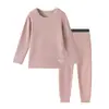 Conjunto de ropa interior térmica para niños, capa base sin costuras forrada de forro polar de grado A para niñas, ropa de otoño antibacteriana 7A para niños (arriba y abajo)