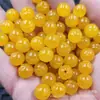Pedras de Lótus Topázio Contas Redondas Jade Contas Soltas Amarelo Manteiga Lótus Pulseira Colar Acessórios de Joalheria Dito Contas de Jade