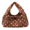 Bolsa de Ombro Casual com Laço Feminina 2025 Nova Moda Bolsa Carteiro de Bolinhas Transversal Bolsa de Trabalho de Aparência Sofisticada