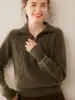 Suéter de cachemira para mujer con cuello alto, doble capa, top cálido, media cremallera, versátil y moderno, nuevo suéter cálido de otoño e invierno para mujer