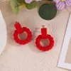 Brincos de acrílico com pintura fosca colorida para mulheres, redondos, vazados, sem furo, clip de orelha, moda, exagerados, férias, lazer