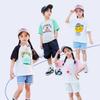 Camiseta de manga corta con cuello redondo y estampado de dibujos animados para niños de verano 2025, holgada e informal, para niños y niñas de tallas pequeñas y medianas.