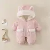 Abrigo de algodón grueso de moda para invierno para hombres y mujeres, mameluco de bebé con forro polar, mameluco cálido y súper lindo para salidas de invierno