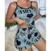 KF salvaje comercio exterior europeo y americano verano hermosa espalda delgada ropa de casa sexy tirantes falda amor caricatura lindo estampado