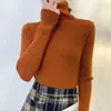 Suéter de cuello alto súper atractivo para mujer, nuevo estilo de otoño e invierno, prenda interior ajustada que estiliza, tejido de punto grueso, camiseta base