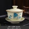 Cerâmica sancai tampa tigela Ru forno aberto peça pode levantar grande tigela de chá kung fu jogo de chá único Ru tigela de chá de porcelana doméstica