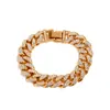 Pulsera cubana europea y americana de hip-hop exagerada con incrustaciones de diamantes, moda retro, aleación, cadena gruesa, accesorios de pulsera para hombres y mujeres