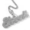 Joyería Hip-Hop Europea y Americana Transfronteriza Colgante de Zirconia Mixta Cuadrada y Redonda con Letras Divididas para Hombres y Mujeres Collar con Colgante Hip-Hop