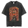 Camiseta Retro Harajuku Street Camiseta de Anime Japonés Naruto Camiseta Negra Lavada Estilo Europeo y Americano para Hombre Verano