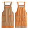 Delantal de cocina sencillo para el hogar, resistente al agua, apto para comer y trabajar, ropa de trabajo antimanchas con estampado de logotipo para adultos