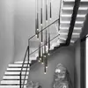 Lustre de escada estético estilo song, adequado para apartamentos duplex, prédios altos e salas de estar estilo loft; um novo lustre longo giratório estilo chinês, inspirado em Zen, para vilas