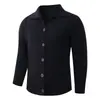 2026 Transfronterizo Otoño/Invierno Nuevo Suéter de Punto de Color Sólido con Cuello Solapa Talla Grande Moda Casual Chaqueta Cardigan para Hombre